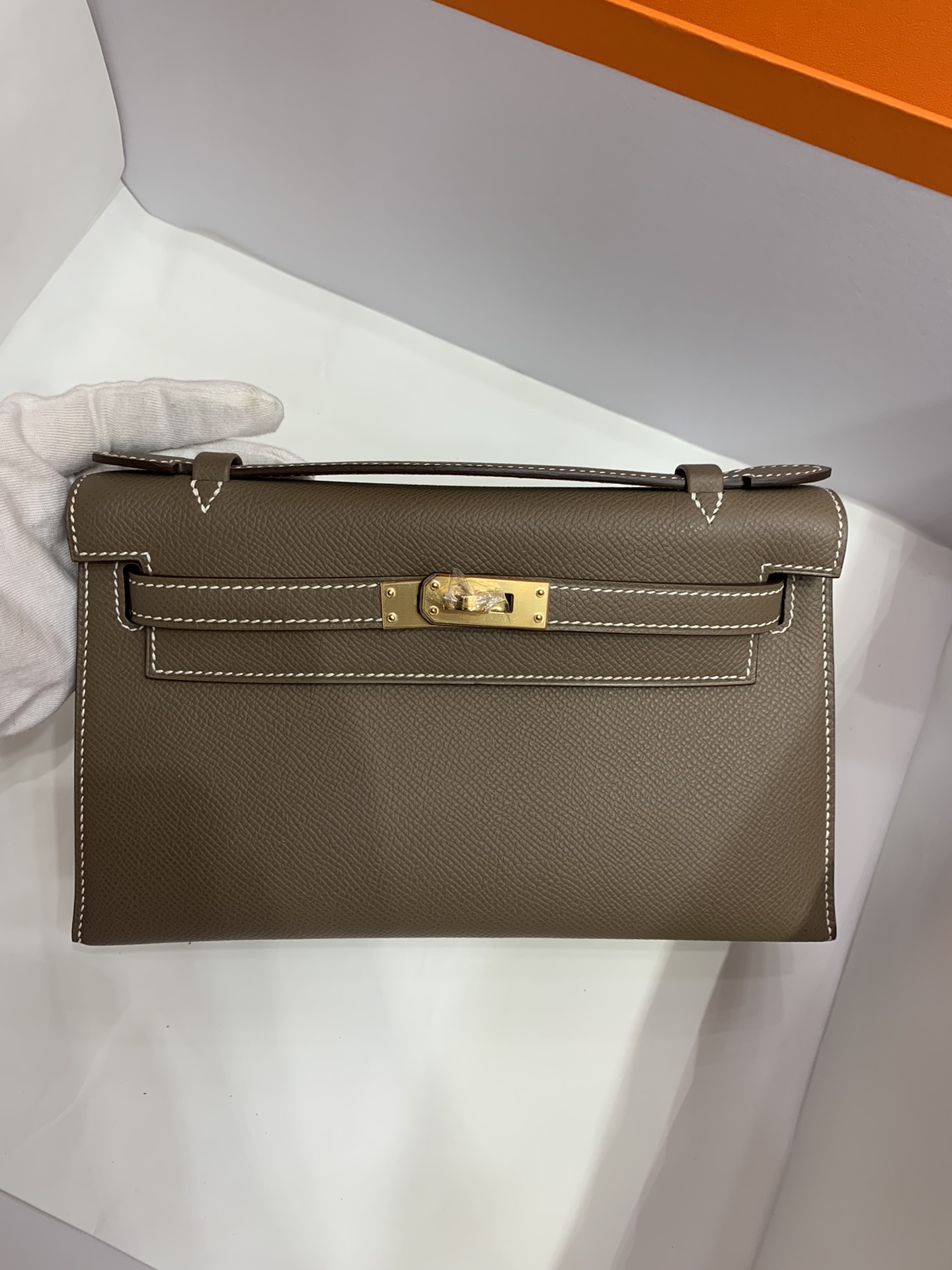 Hermès（爱马仕）mini Kelly pochette Epsom 大象灰 金扣 22cm