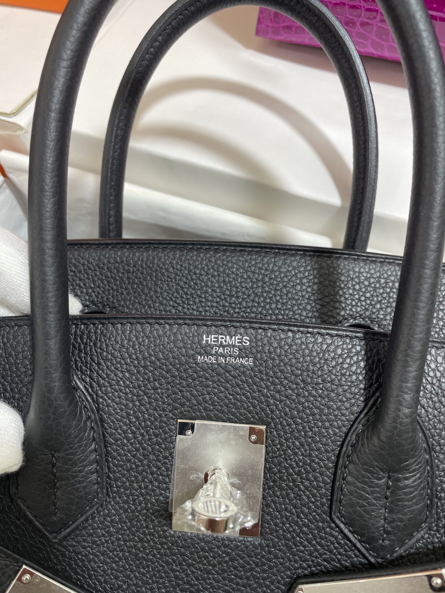 Hermès（爱马仕）Birkin 铂金包 Togo 黑色 银扣 30cm