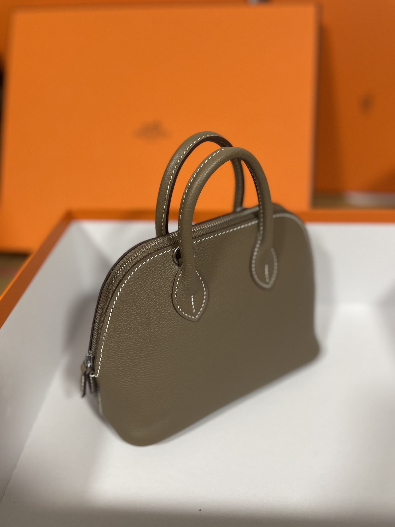 Hermès（爱马仕） Mini Bolide evercolor 大象灰 银扣 19cm