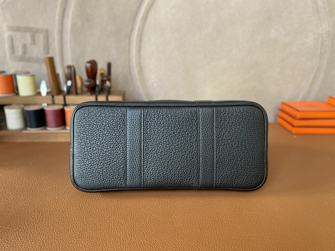Hermès（爱马仕）Garden Party 花园包 TC 拼 帆布 黑色 拼 军绿色 银扣 30cm