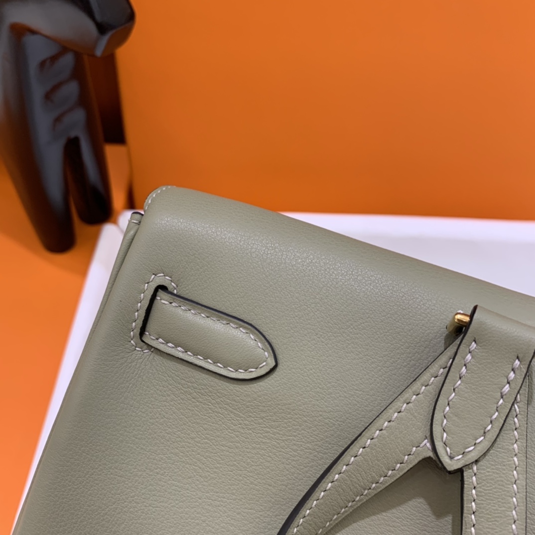 Hermès（爱马仕）Kelly ado Swift Q1 鼠尾草绿 金扣 20cm