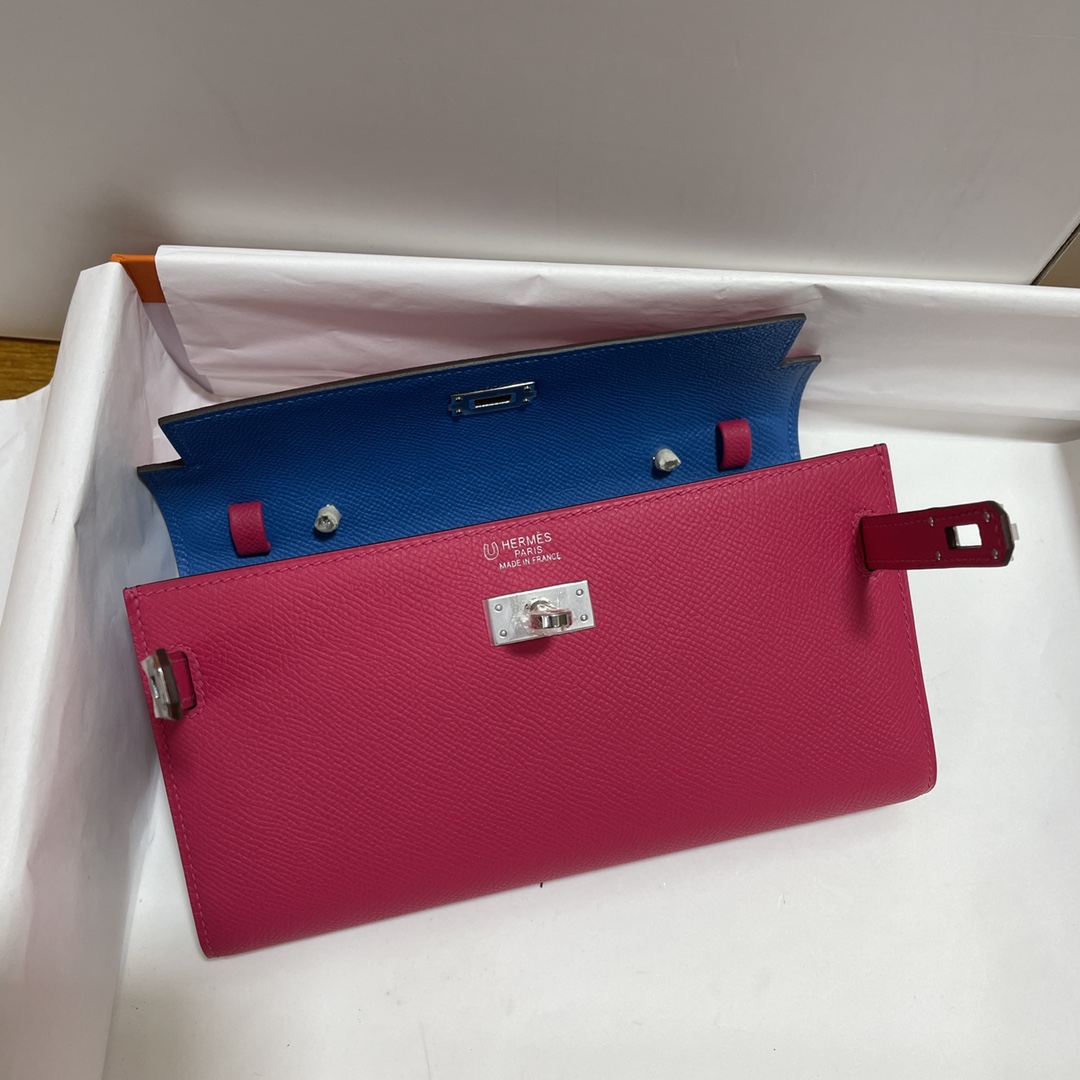Hermès（爱马仕）kelly to go Epsom i6 极致粉 拼 0f 弗里达蓝 银扣 20cm