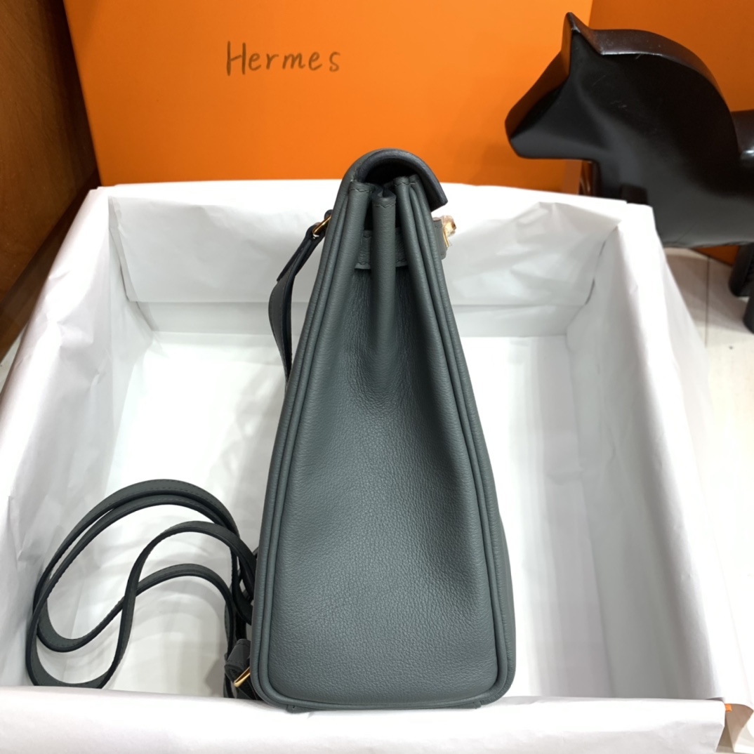 Hermès（爱马仕）Kelly ado Evercolor 杏仁绿 金扣 20cm