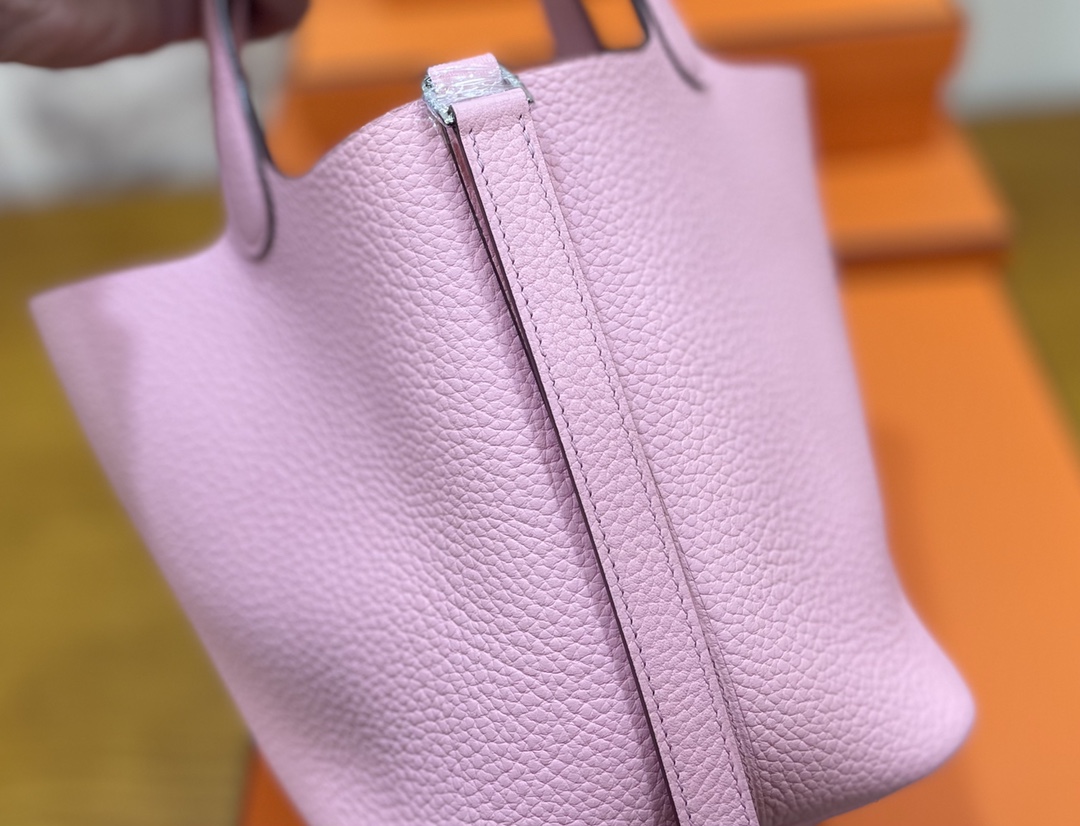 Hermès（爱马仕）Picotin 菜篮子 TC 奶昔粉 银扣 18cm
