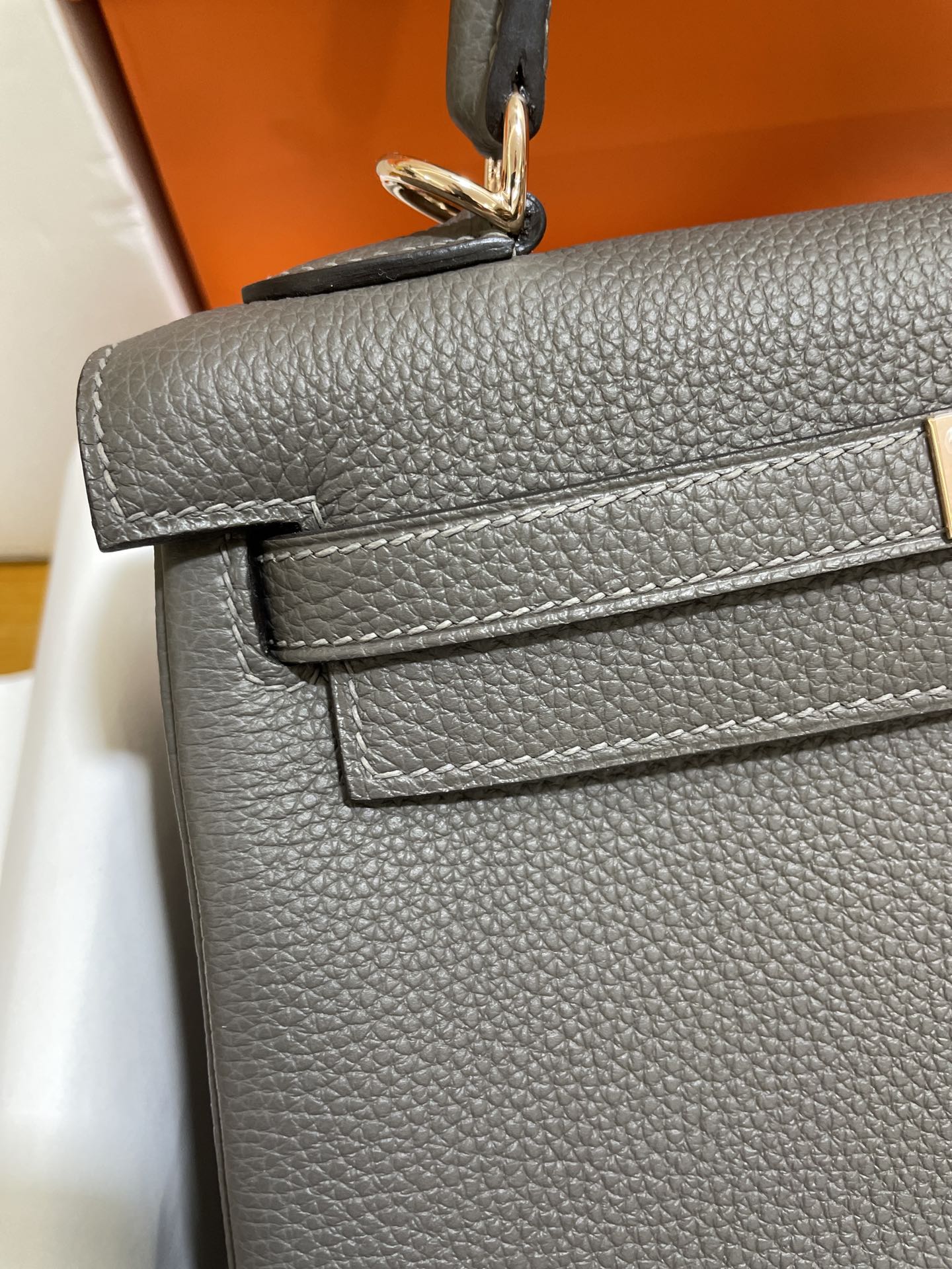 Hermès（爱马仕）kelly 凯莉包 togo 8F 锡器灰 玫瑰金扣 25cm