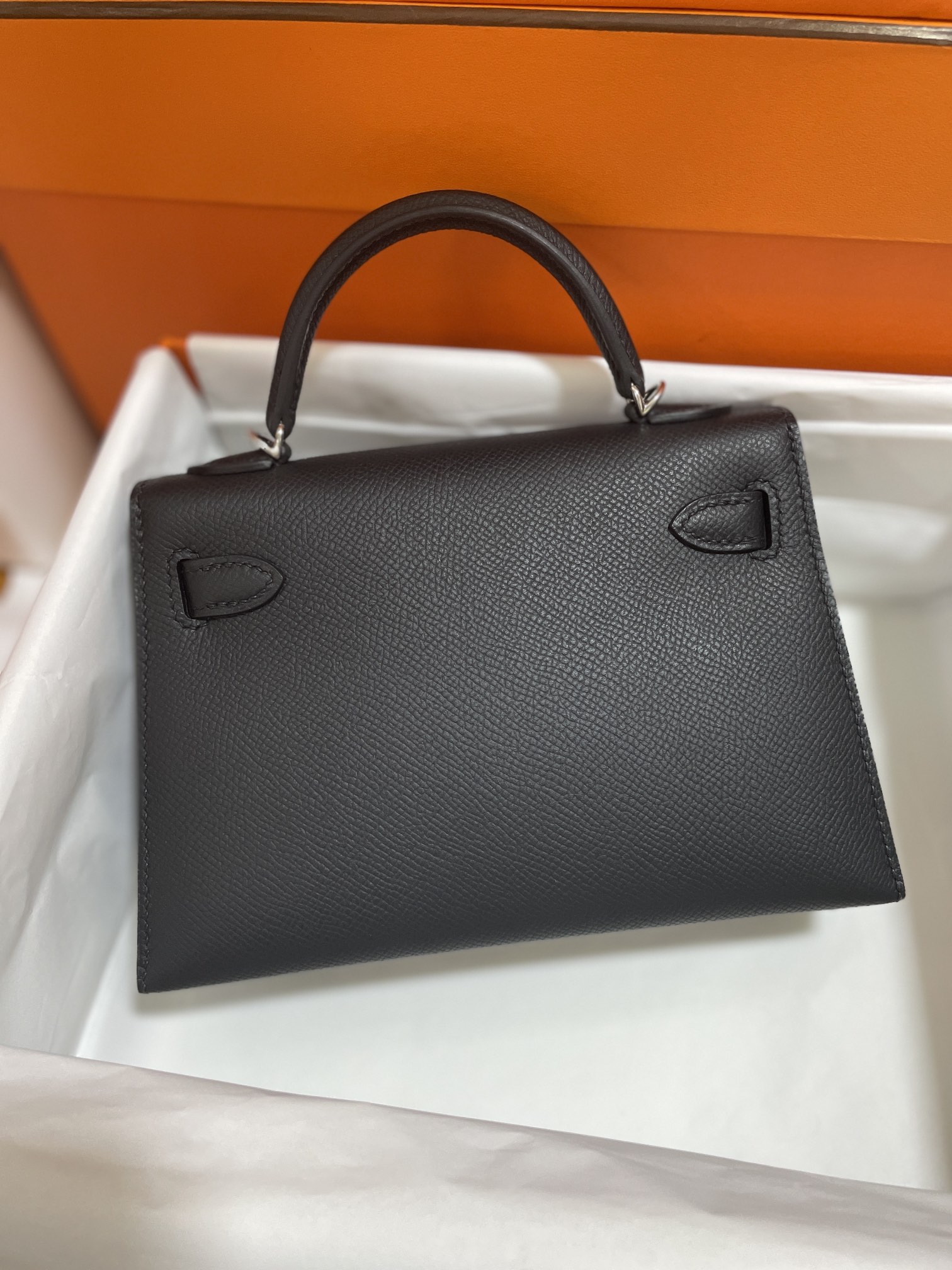 Hermès（爱马仕）mini Kelly 迷你凯莉 Epsom 黑色 银扣 19cm