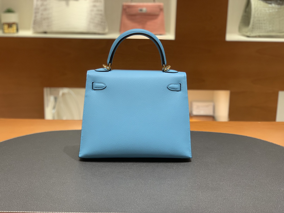 Hermès（爱马仕）Kelly 凯莉包 epsom P3 北方蓝 金扣 25cm