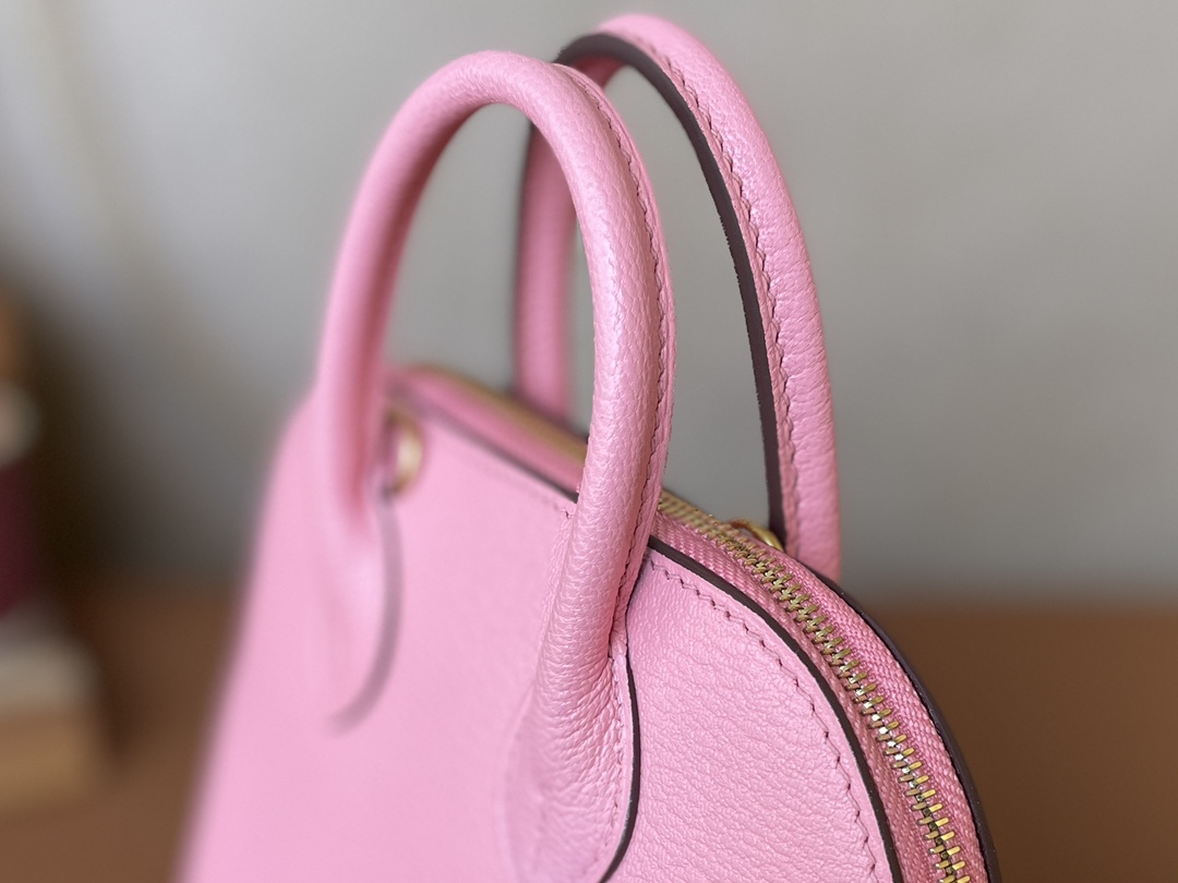 Hermès（爱马仕）Mini Bolide Chevre 山羊皮 3Q 新樱花粉 金扣 19cm