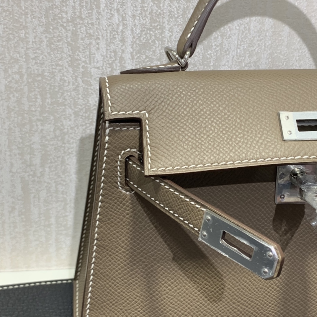Hermès（爱马仕）mini Kelly 迷你凯莉 Epsom 大象灰 银扣 19cm