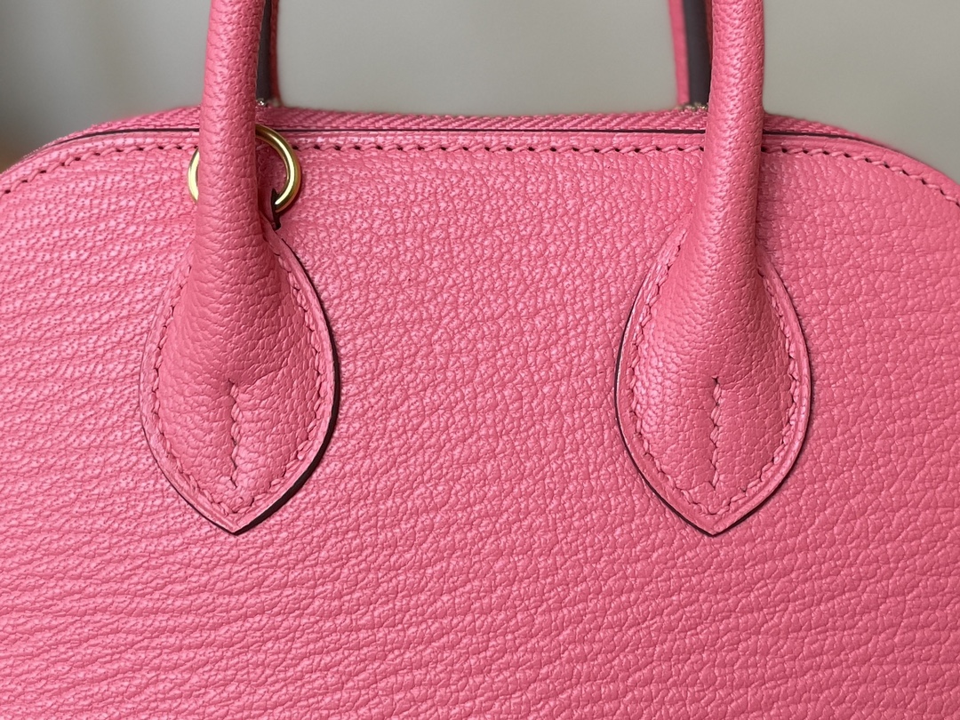 Hermès（爱马仕）Mini Bolide Chevre 山羊皮 8w 新唇膏粉 金扣 19cm