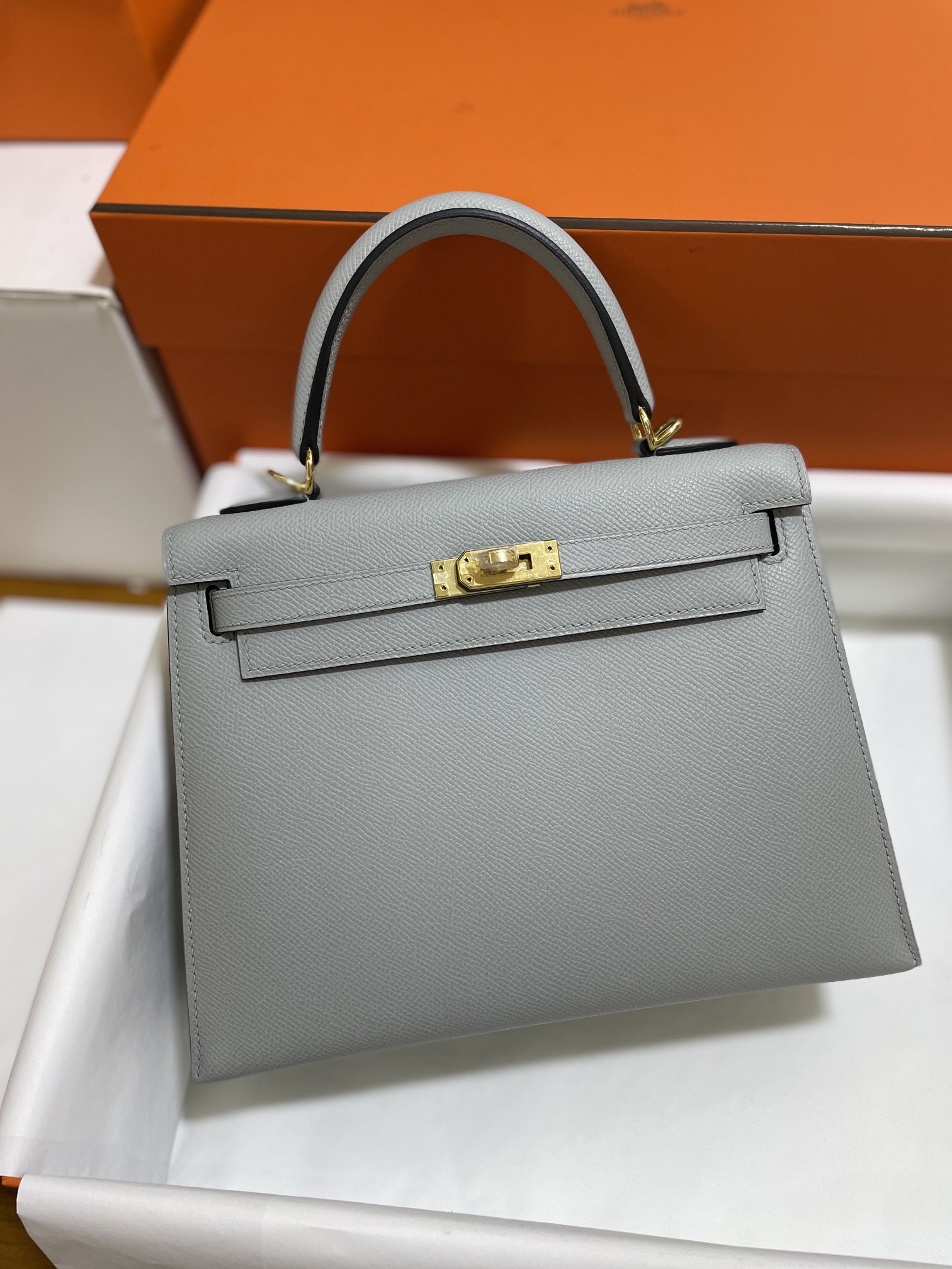 Hermès（爱马仕）kelly 凯莉包 epsom 8U 冰川蓝 金扣 25cm