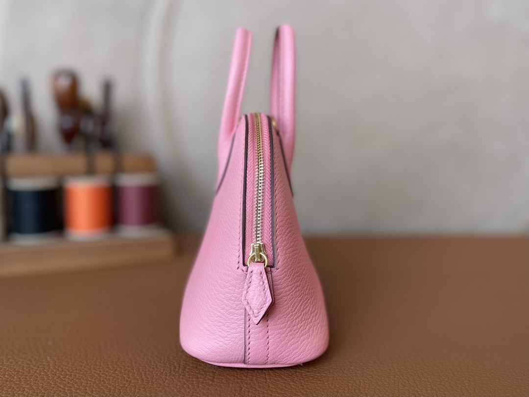 Hermès（爱马仕）Mini Bolide Chevre 山羊皮 3Q 新樱花粉 金扣 19cm