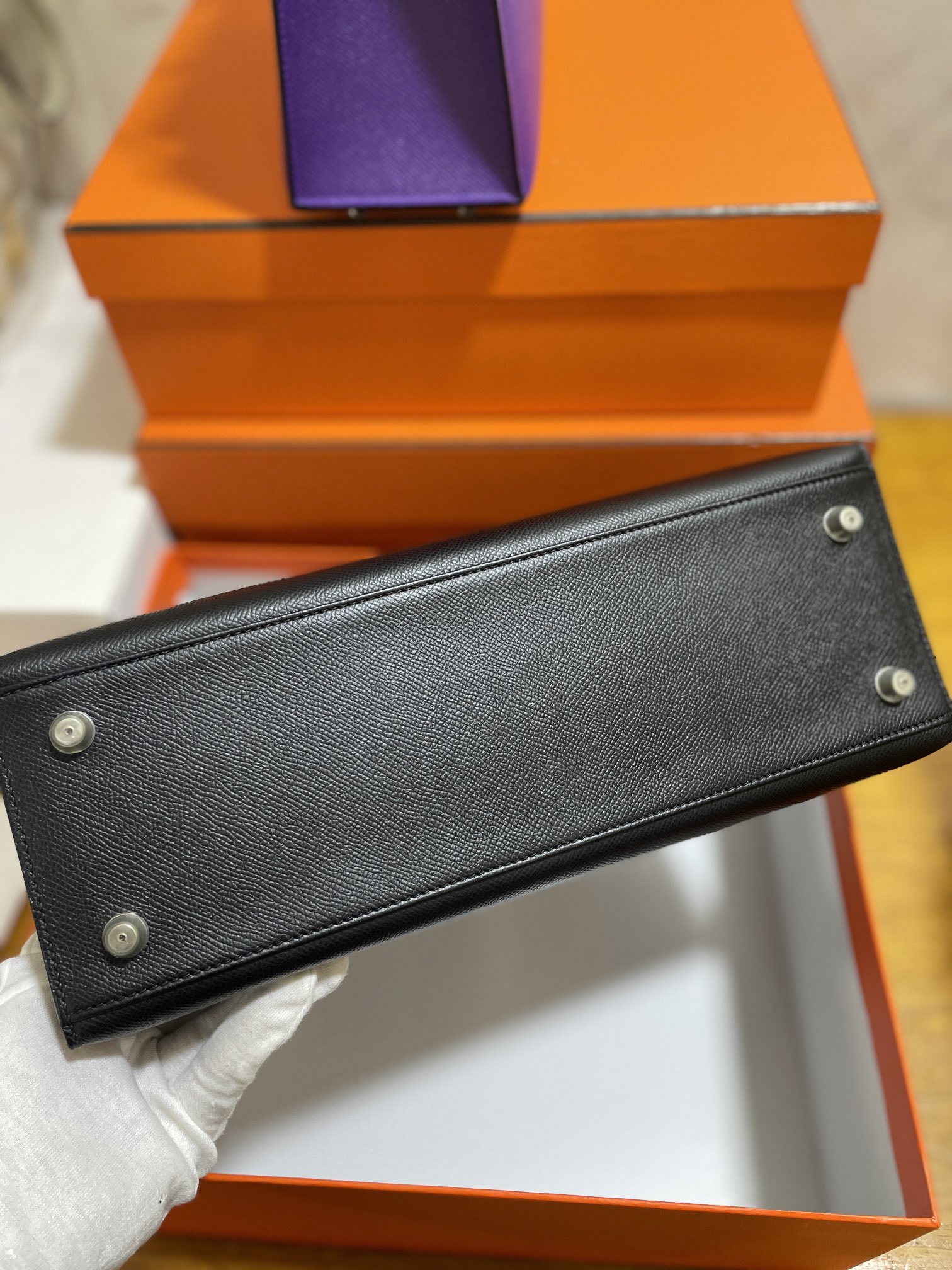 Hermès（爱马仕）Kelly 凯莉包 Epsom 黑色 银扣 32cm