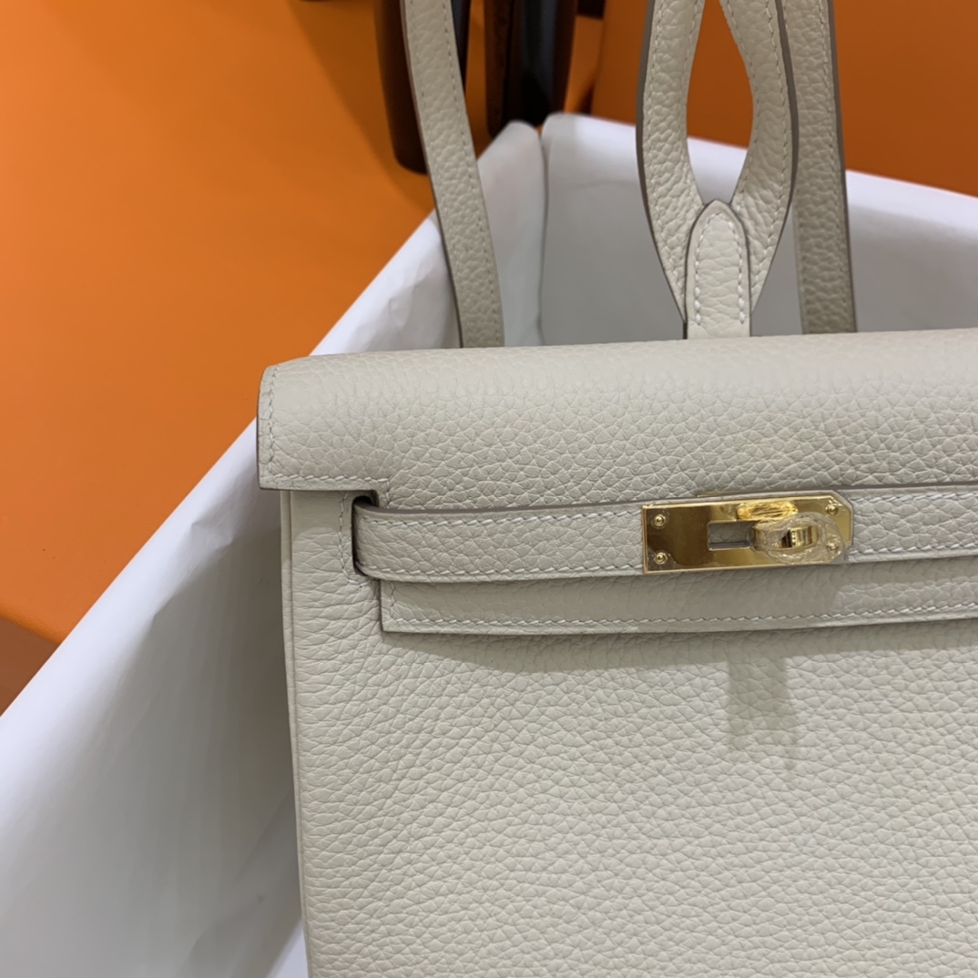 Hermès（爱马仕）Kelly ado TC 奶昔白 金扣 20cm