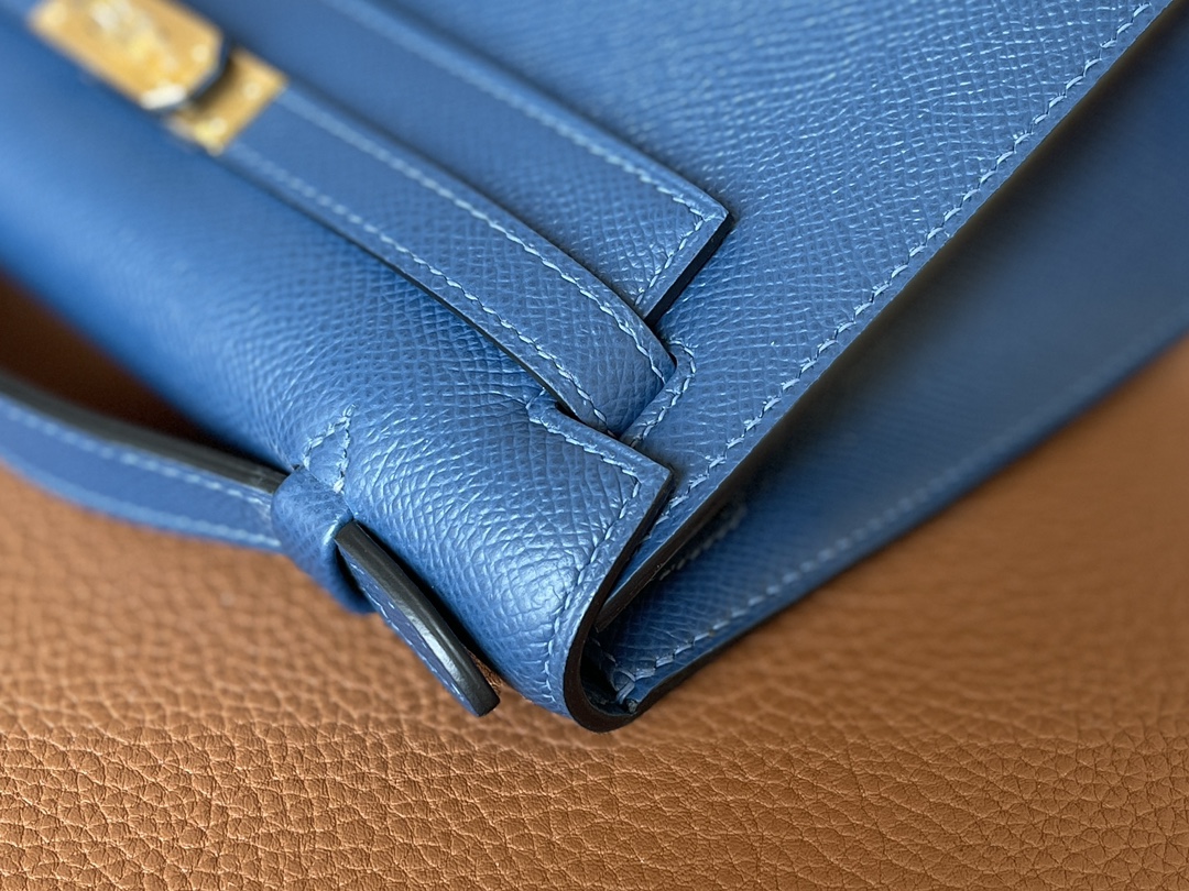 Hermès（爱马仕）Mini Kelly pochette epsom S4 深邃蓝 金扣 22cm