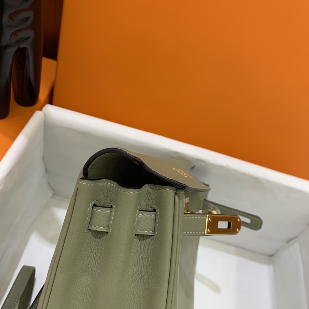 Hermès（爱马仕）Kelly ado Swift Q1 鼠尾草绿 金扣 20cm