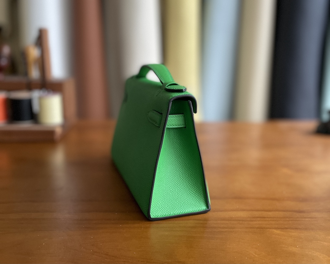 Hermès（爱马仕）Mini Kelly 迷你凯莉 Epsom 1k 竹子绿 银扣 22cm