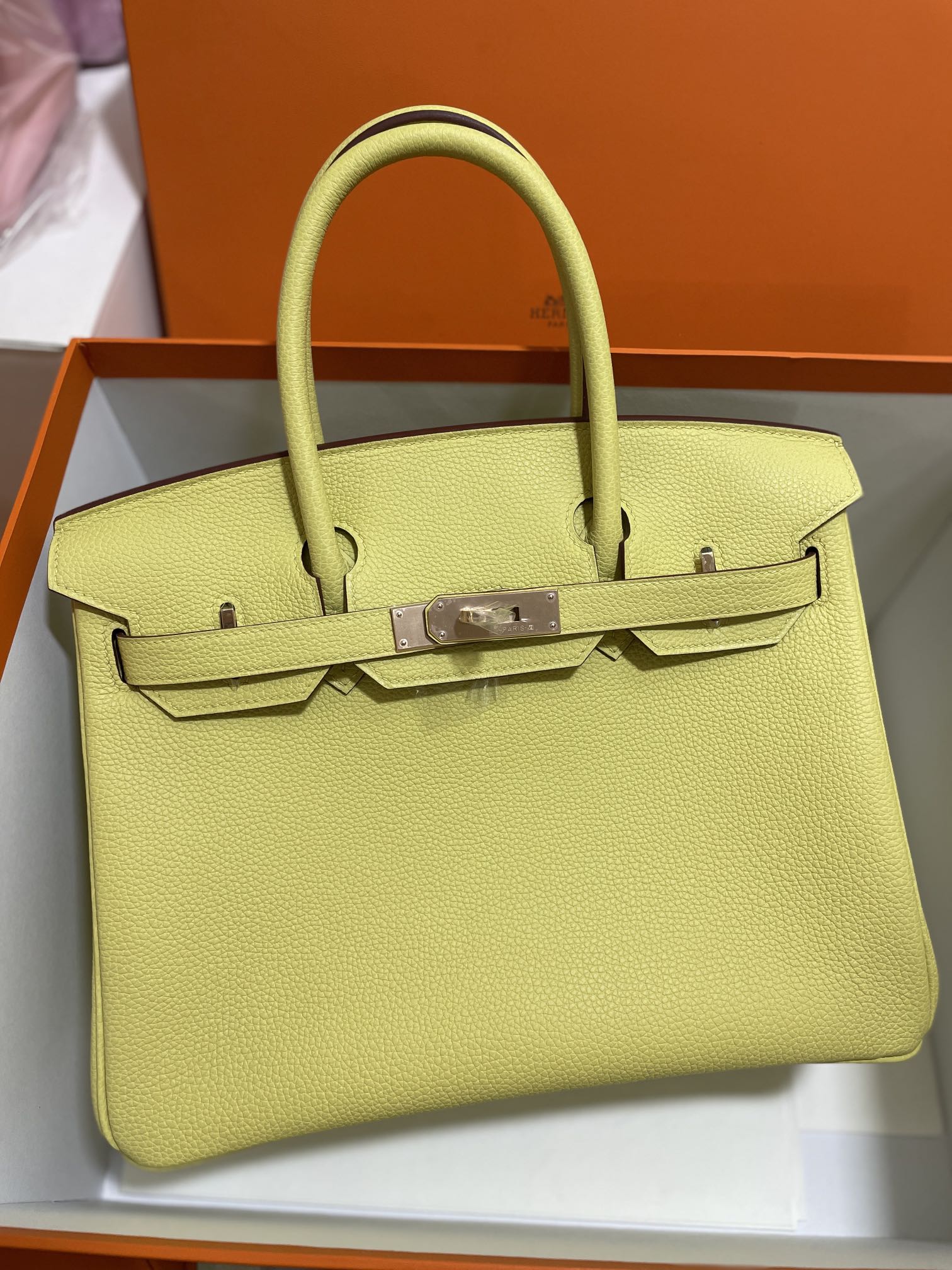 Hermès（爱马仕）Birkin 铂金包 Togo 小鸡黄 玫瑰金扣 30cm