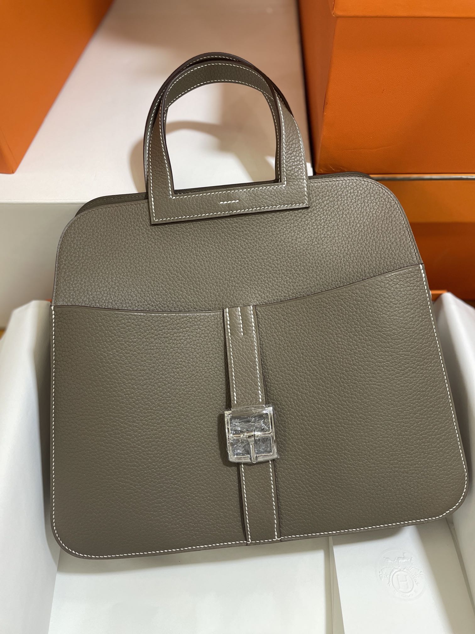 Hermès（爱马仕）Halzan TC 大象灰 银扣 31cm