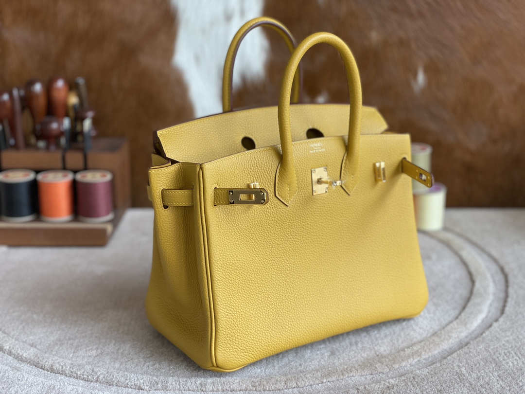 Hermès（爱马仕）Birkin 铂金包 togo 9D 琥珀黄 金扣 25cm