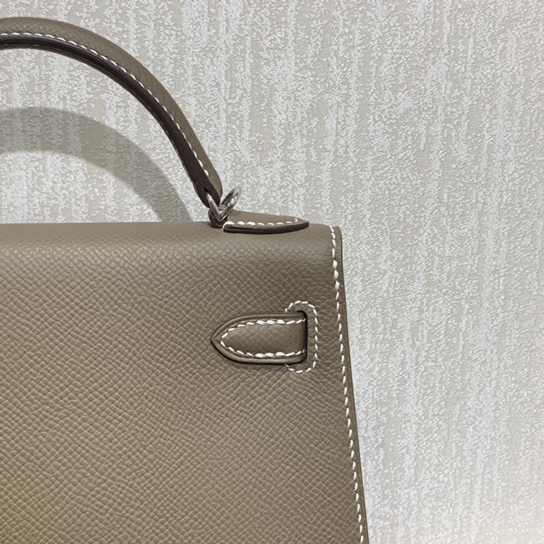 Hermès（爱马仕）mini Kelly 迷你凯莉 Epsom 大象灰 银扣 19cm