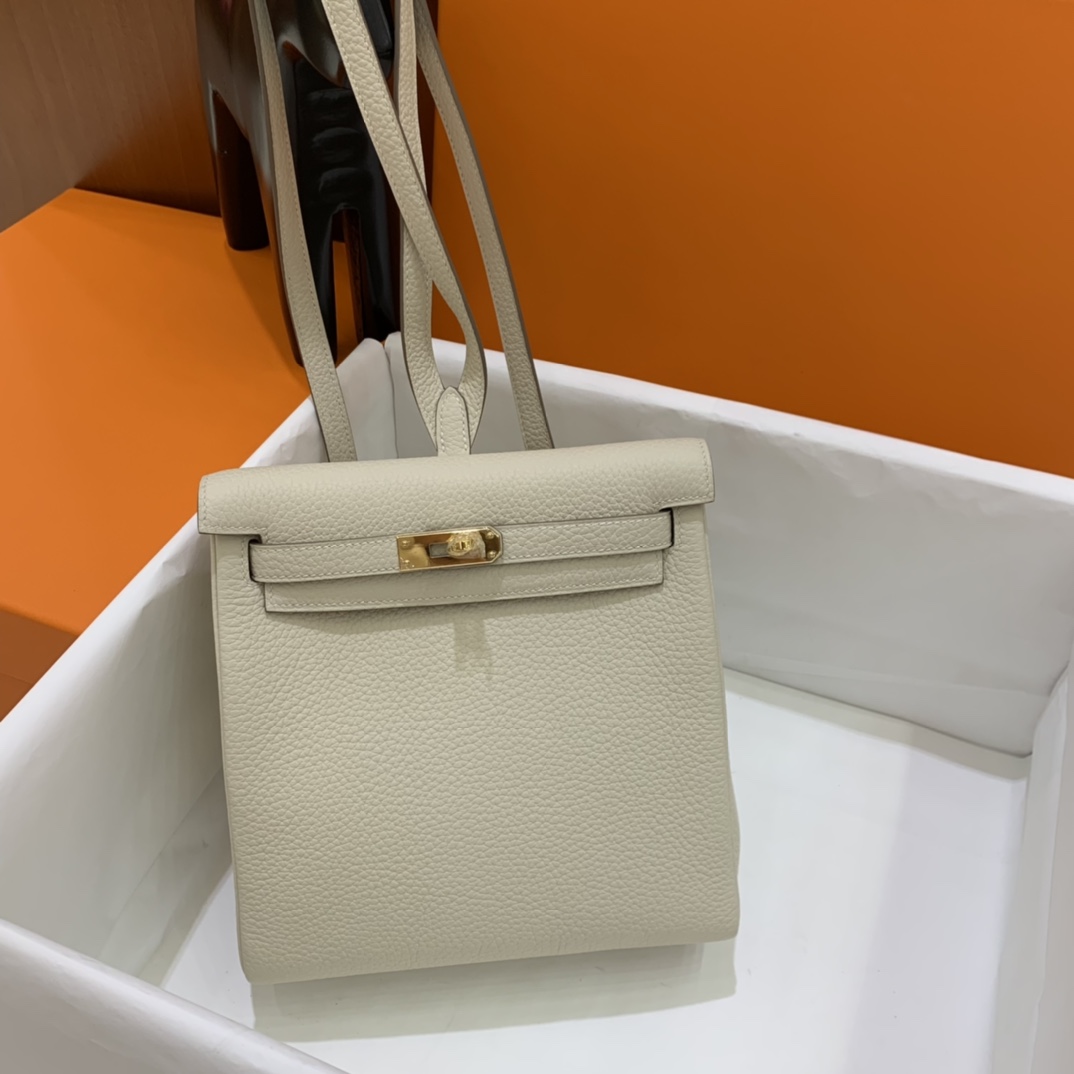Hermès（爱马仕）Kelly ado TC 奶昔白 金扣 20cm