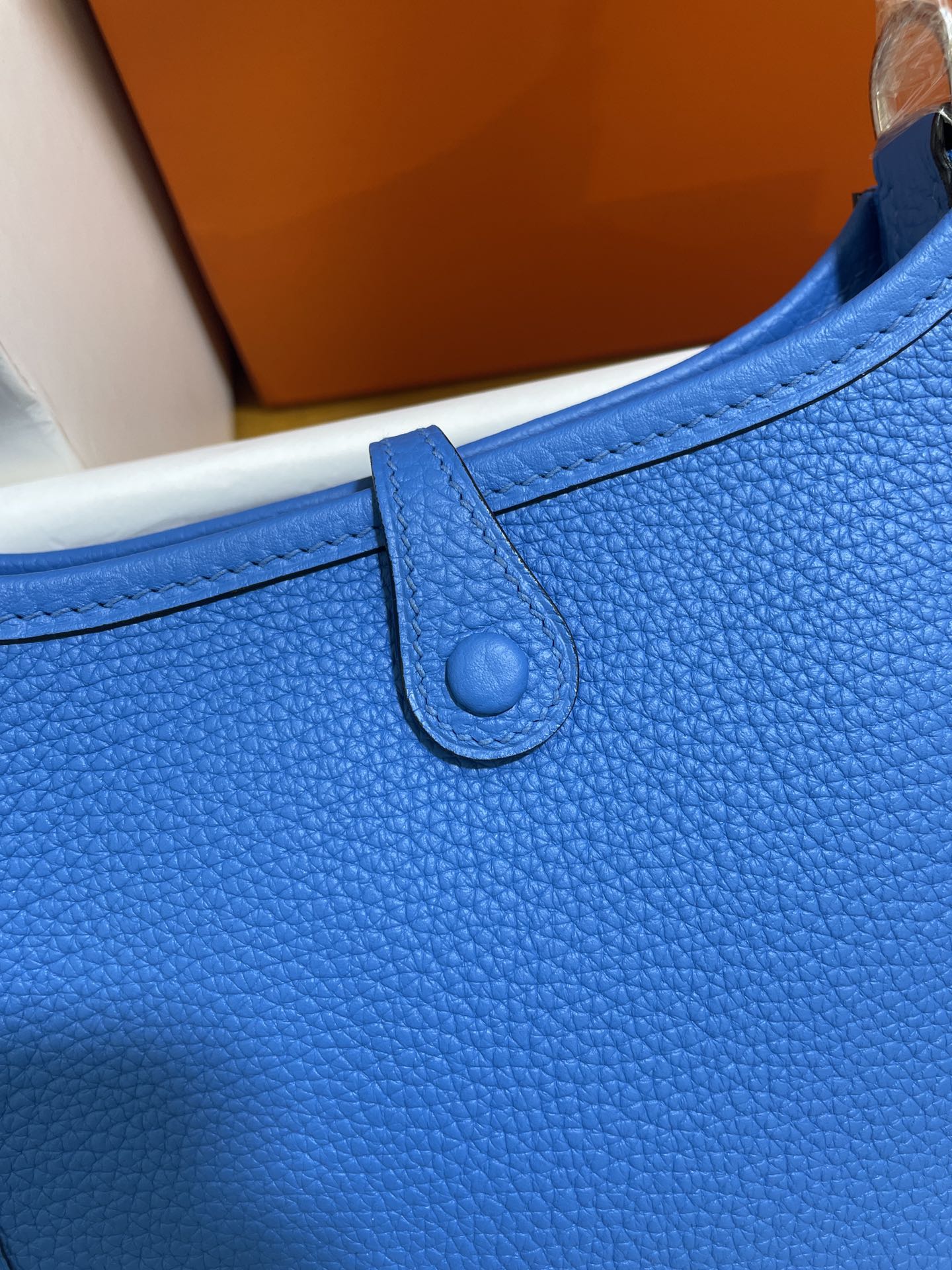 Hermès（爱马仕）Mini Evelyne 伊芙琳 TC 坦桑尼亚蓝 银扣 17cm