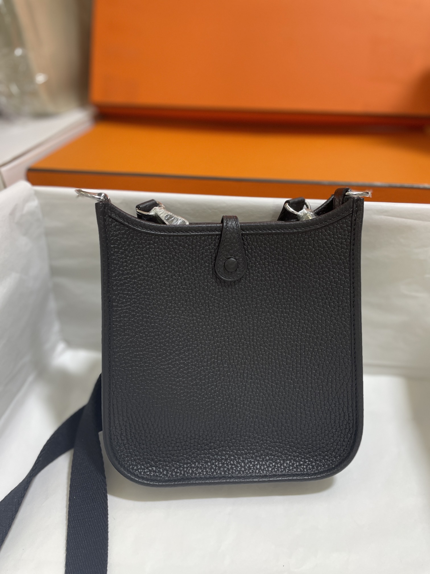 Hermès（爱马仕）Mini Evelyne 迷你伊芙琳 TC 黑色 银扣 17cm