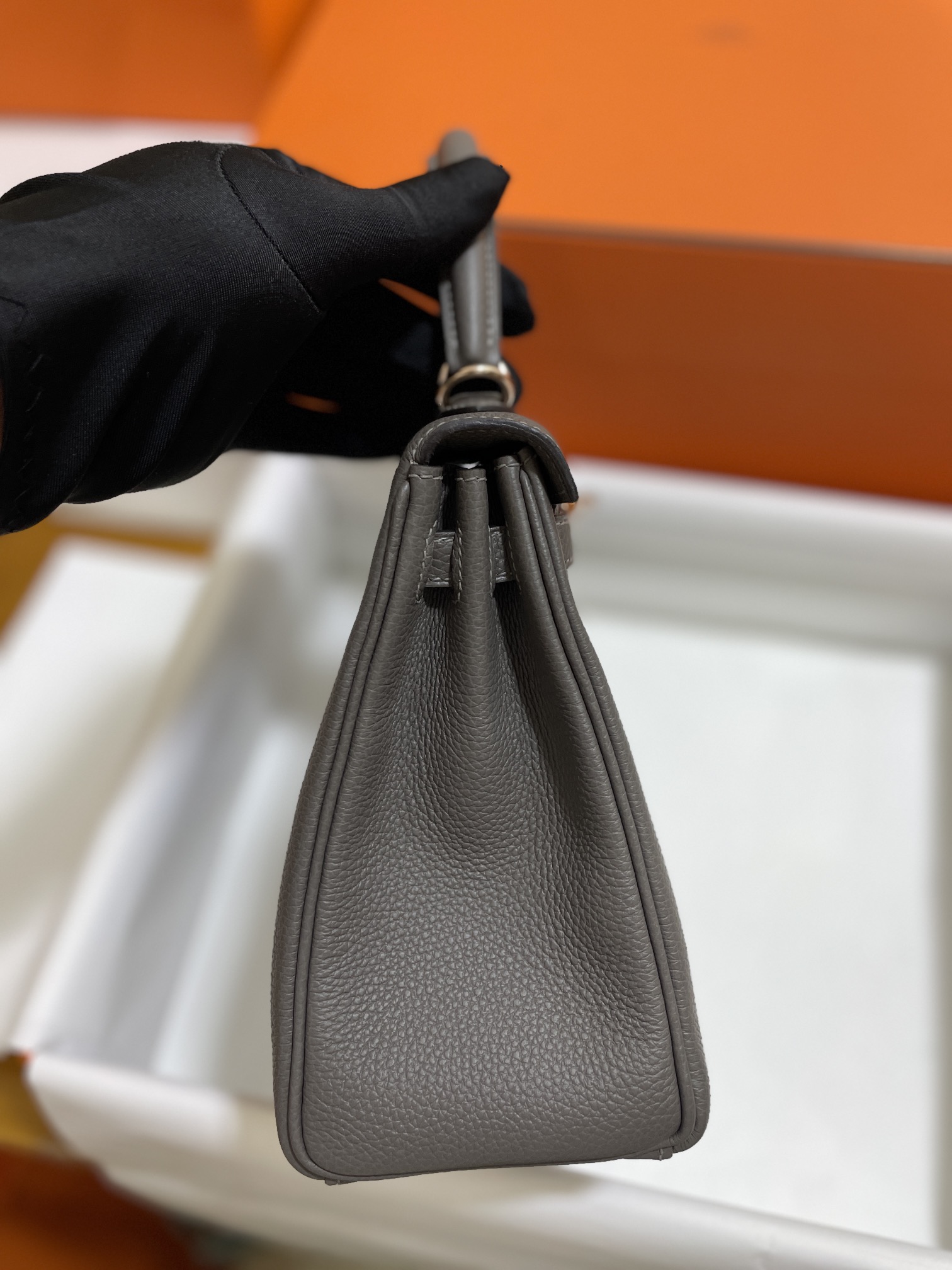 Hermès（爱马仕）kelly 凯莉包 togo 8F 锡器灰 玫瑰金扣 25cm