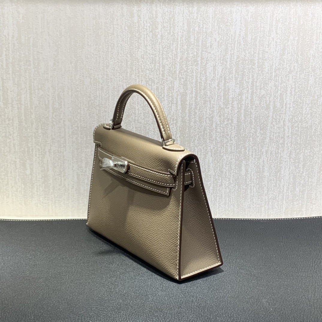 Hermès（爱马仕）mini Kelly 迷你凯莉 Epsom 大象灰 银扣 19cm