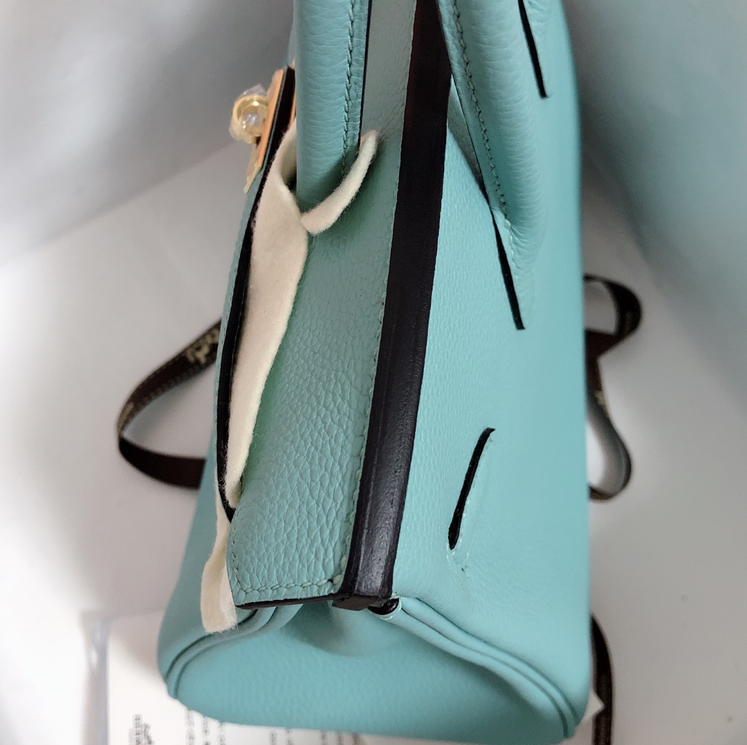 Hermès（爱马仕）Birkin 铂金包 togo 3P 马卡龙蓝 金扣 25cm
