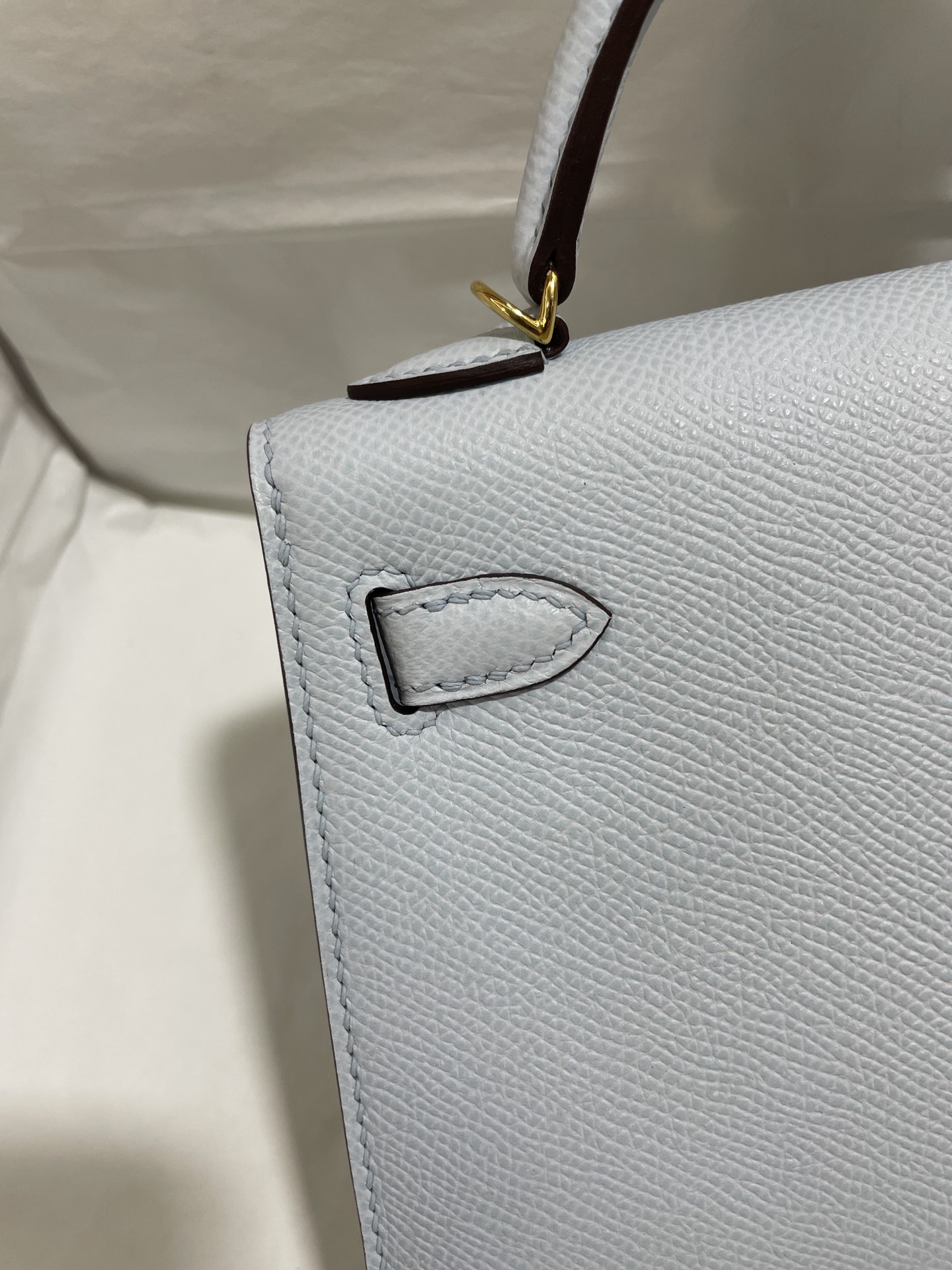 Hermès（爱马仕）mini Kelly 迷你凯莉 Epsom 雾蓝 金扣 19cm