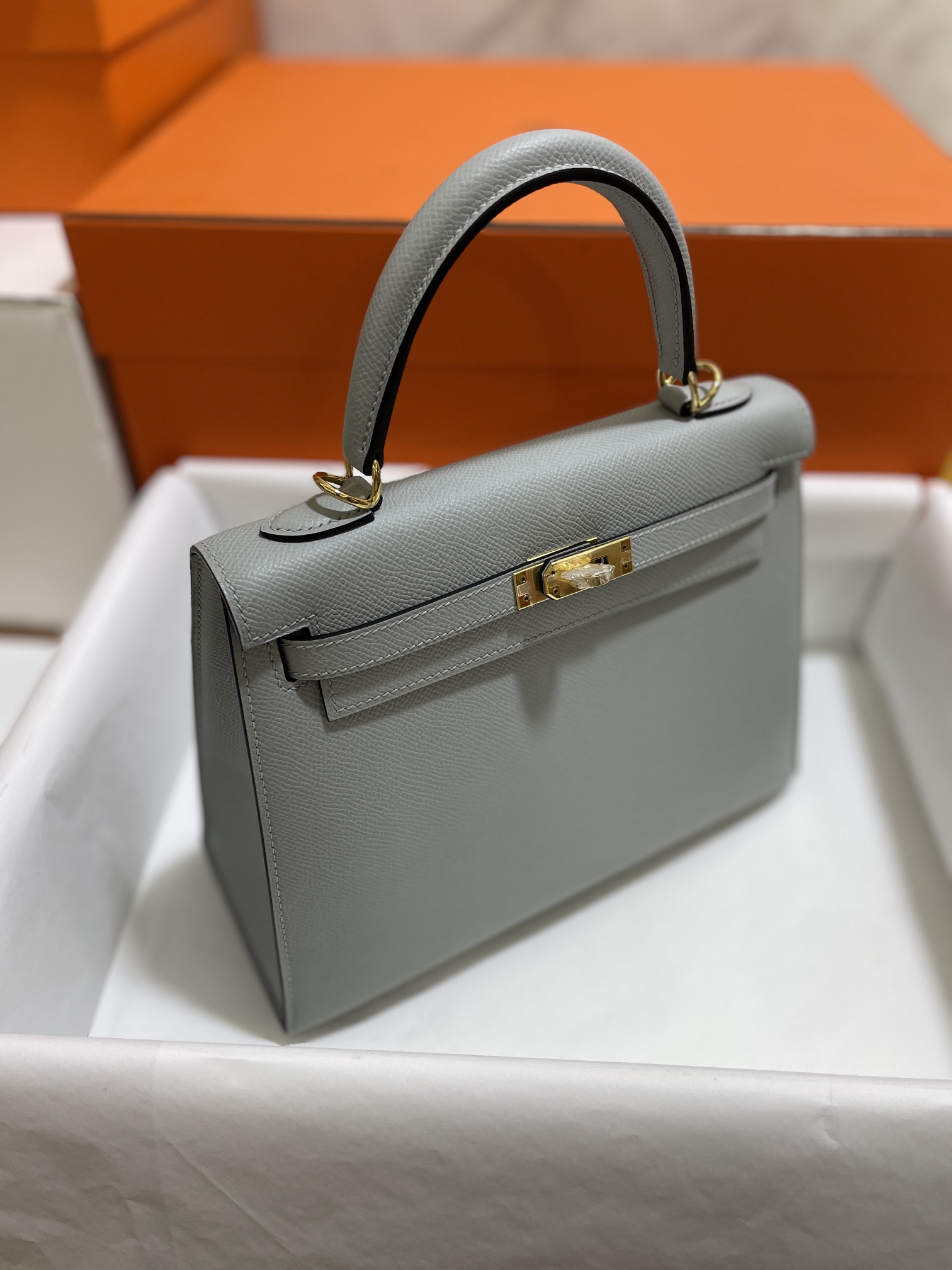 Hermès（爱马仕）kelly 凯莉包 epsom 8U 冰川蓝 金扣 25cm