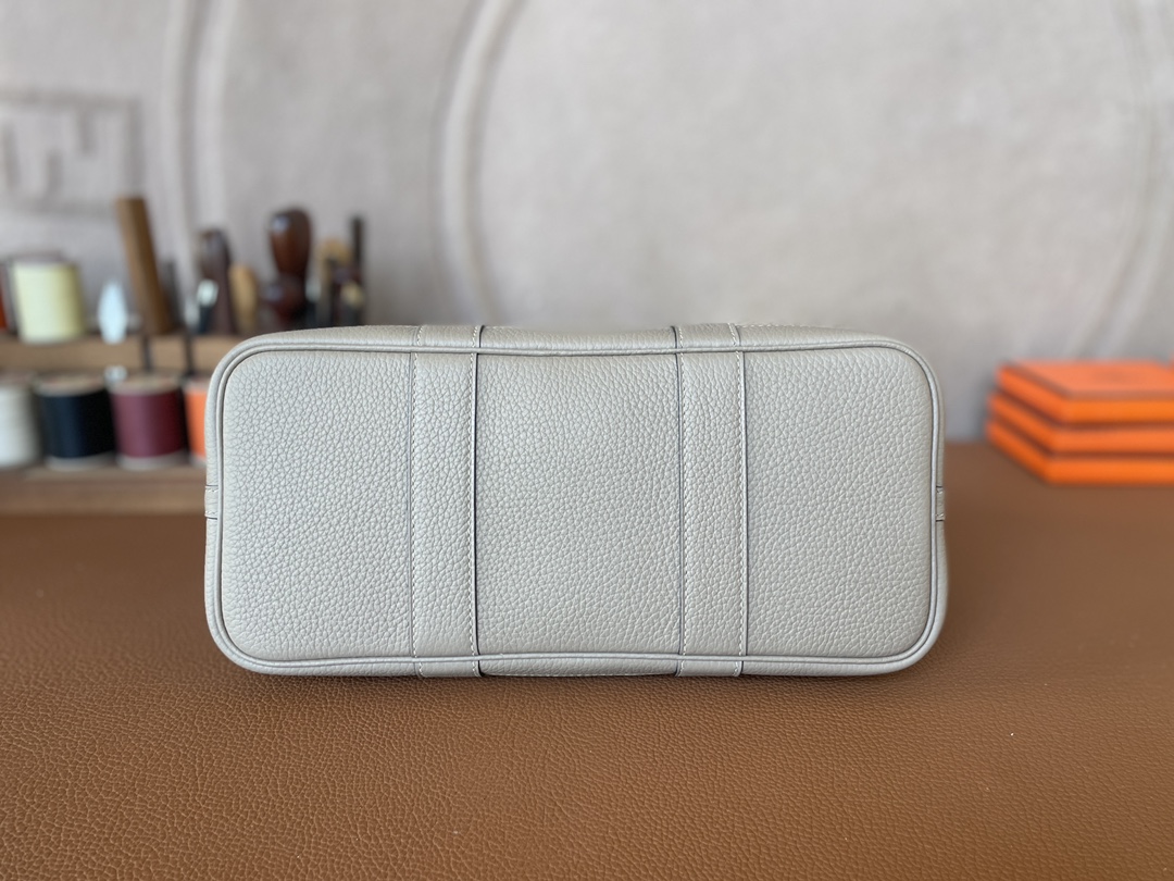 Hermès（爱马仕）Garden Party 花园包 TC 拼 帆布 斑鸠灰 拼 军绿色 银扣 30cm