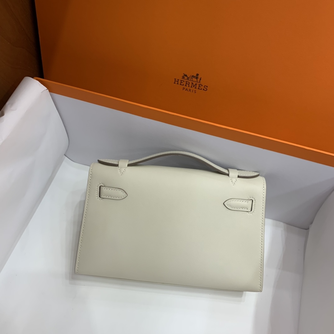 Hermès（爱马仕）Mini Kelly 迷你凯莉 Swift 奶昔白 银扣 22cm