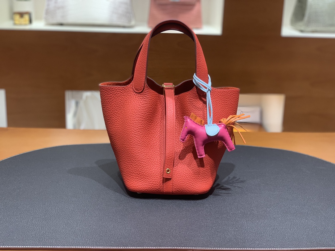 Hermès（爱马仕）Picotin 菜篮子 TC S5 番茄红 金扣 18cm