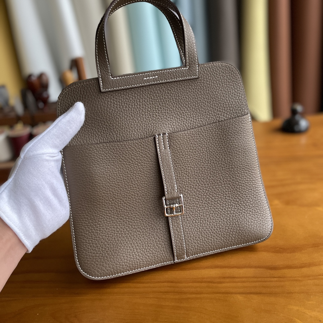 Hermès（爱马仕）Halzan TC皮 大象灰 银扣 25cm