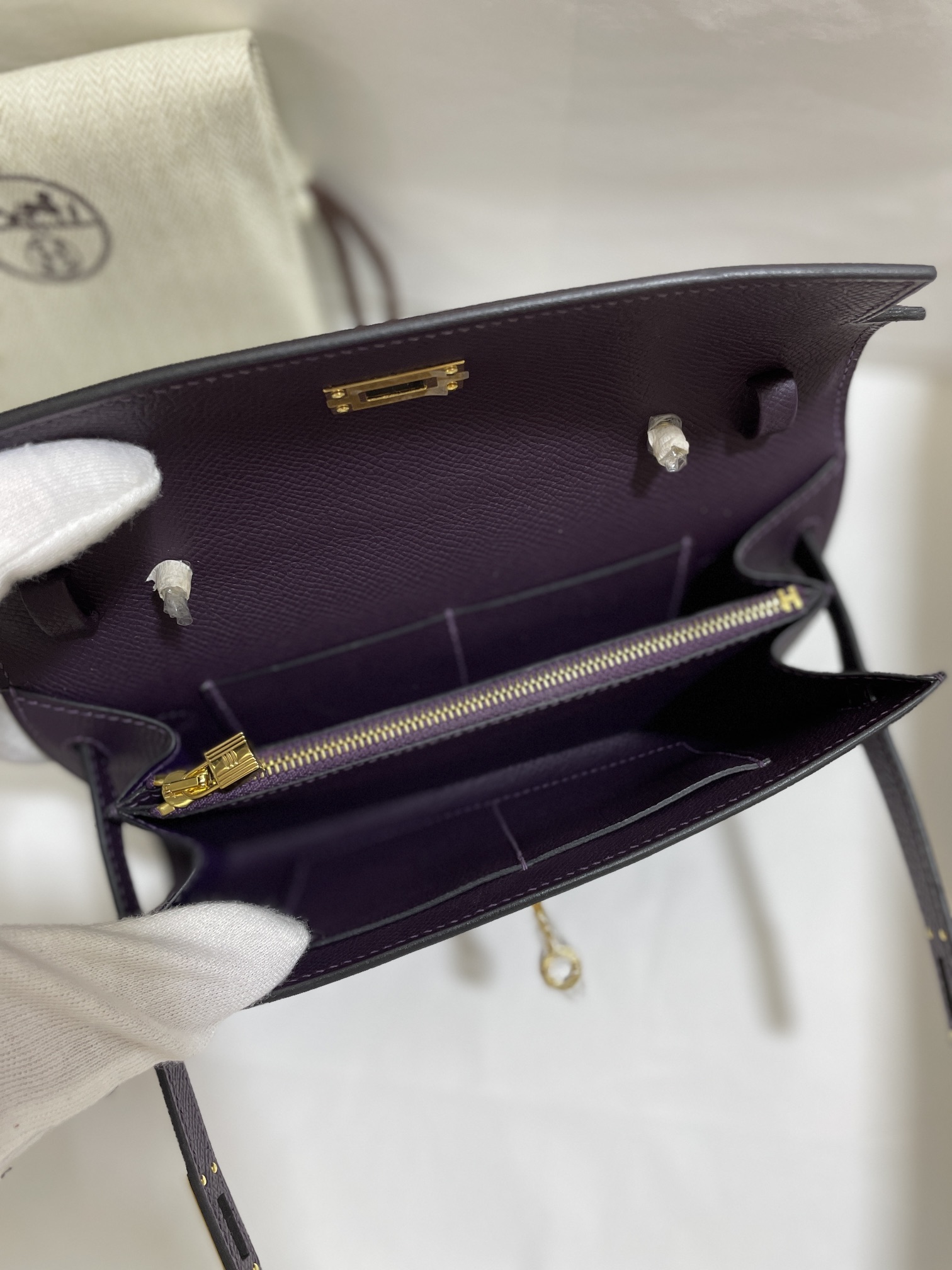 Hermès（爱马仕）kelly to go Epsom 葡萄紫 金扣 20cm