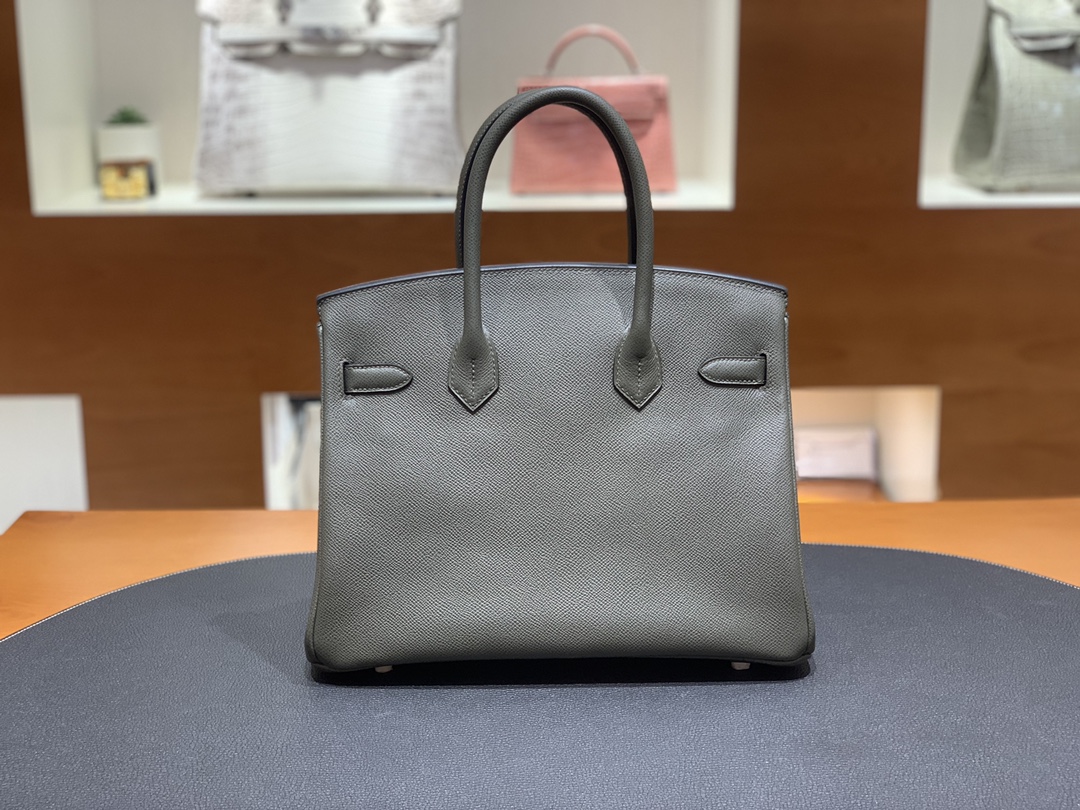 Hermès（爱马仕）Birkin 铂金包 Epsom 灰绿色 金扣 30cm