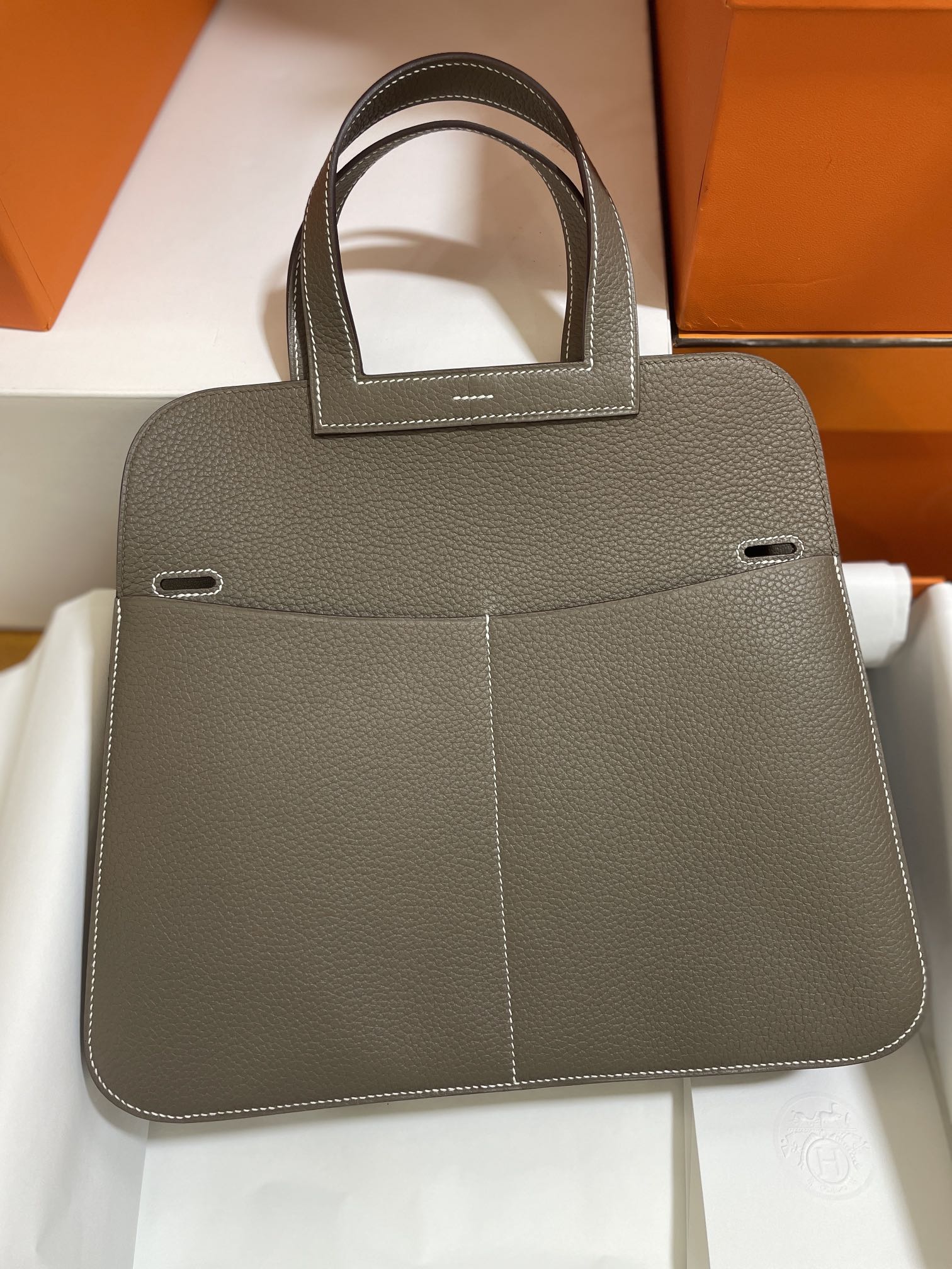 Hermès（爱马仕）Halzan TC 大象灰 银扣 31cm