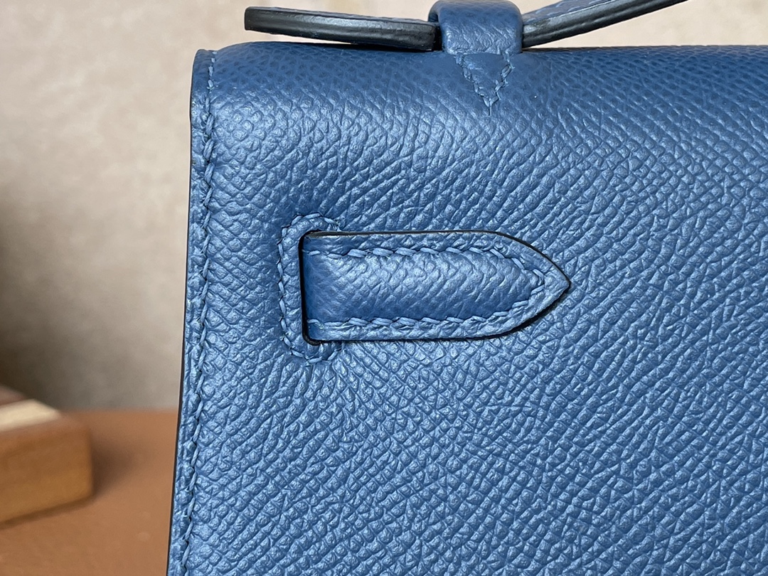 Hermès（爱马仕）Mini Kelly pochette epsom S4 深邃蓝 金扣 22cm