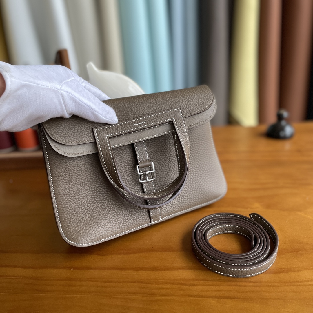 Hermès（爱马仕）Halzan TC皮 大象灰 银扣 25cm