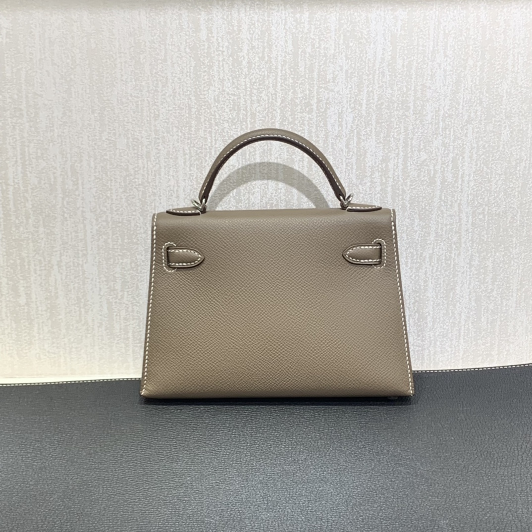 Hermès（爱马仕）mini Kelly 迷你凯莉 Epsom 大象灰 银扣 19cm