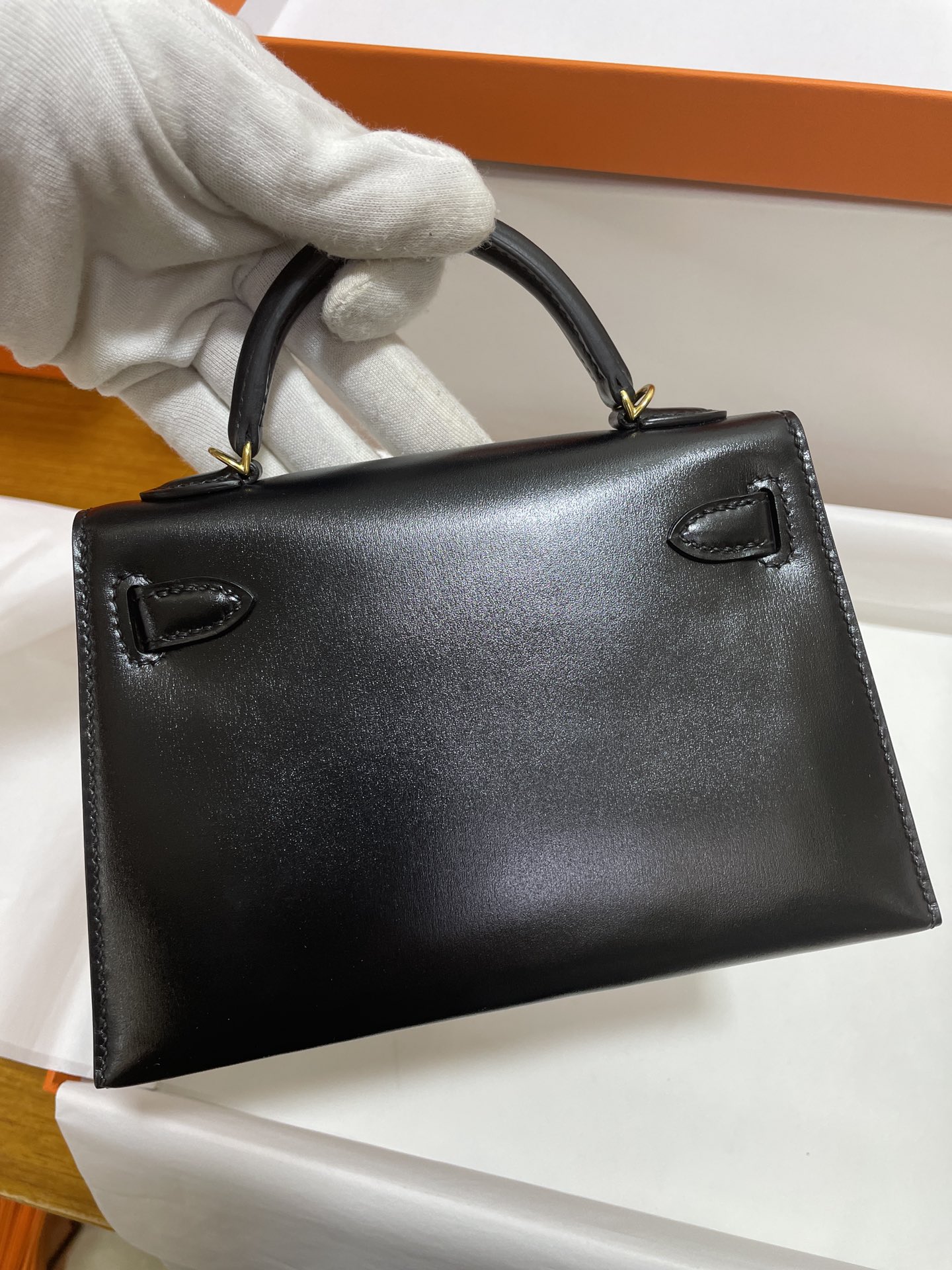 Hermès（爱马仕）Mini Kelly 迷你凯莉 Box 黑色 金扣 19cm