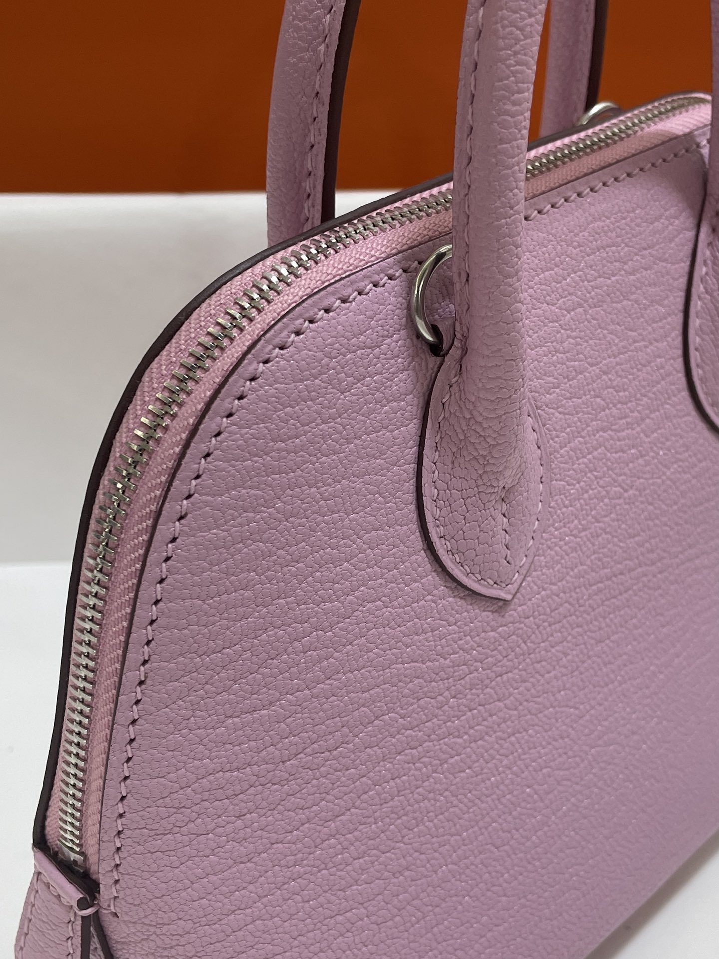 Hermès（爱马仕）Mini Bolide Chevre 山羊皮 X9 锦葵紫 银扣 19cm
