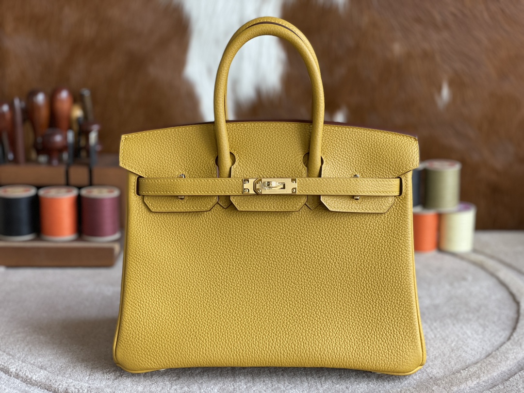 Hermès（爱马仕）Birkin 铂金包 togo 9D 琥珀黄 金扣 25cm