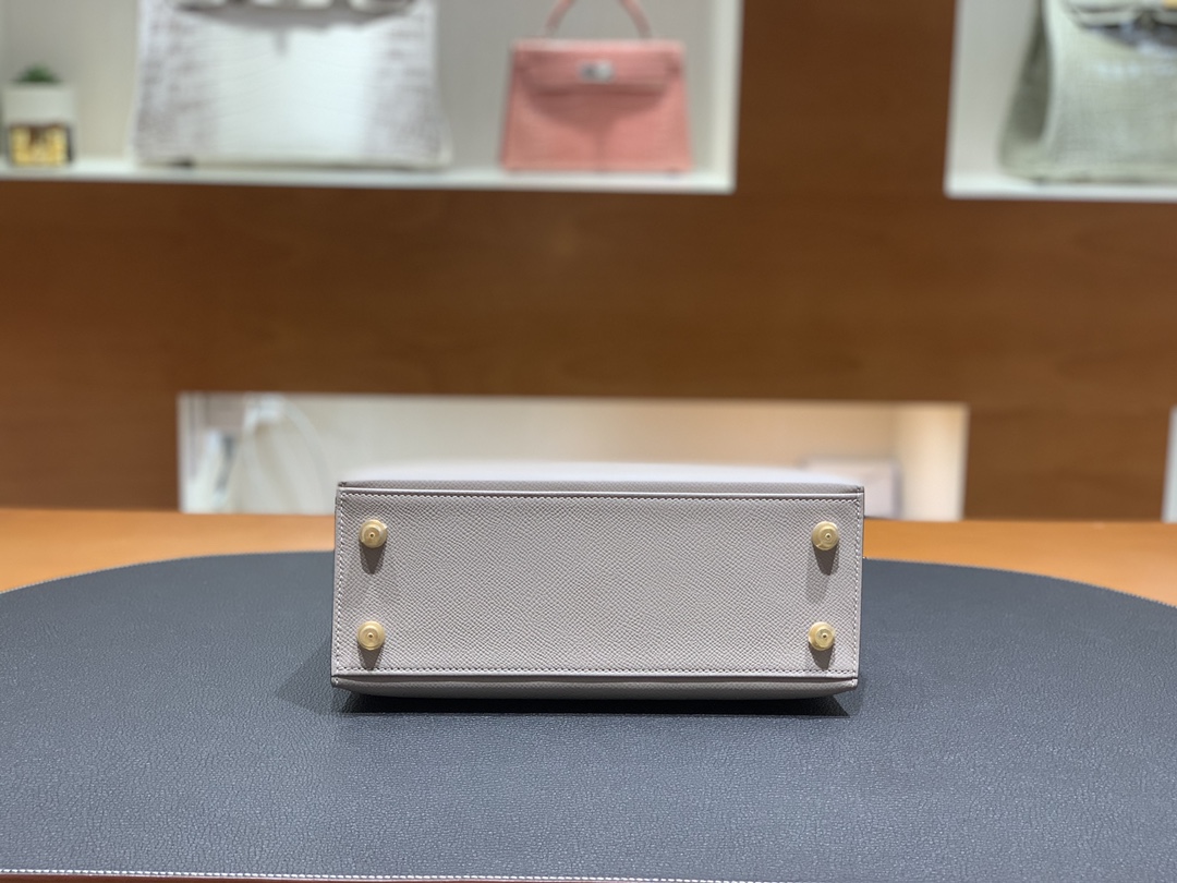 Hermès（爱马仕）Kelly 凯莉包 epsom 沥青灰 金扣 25cm