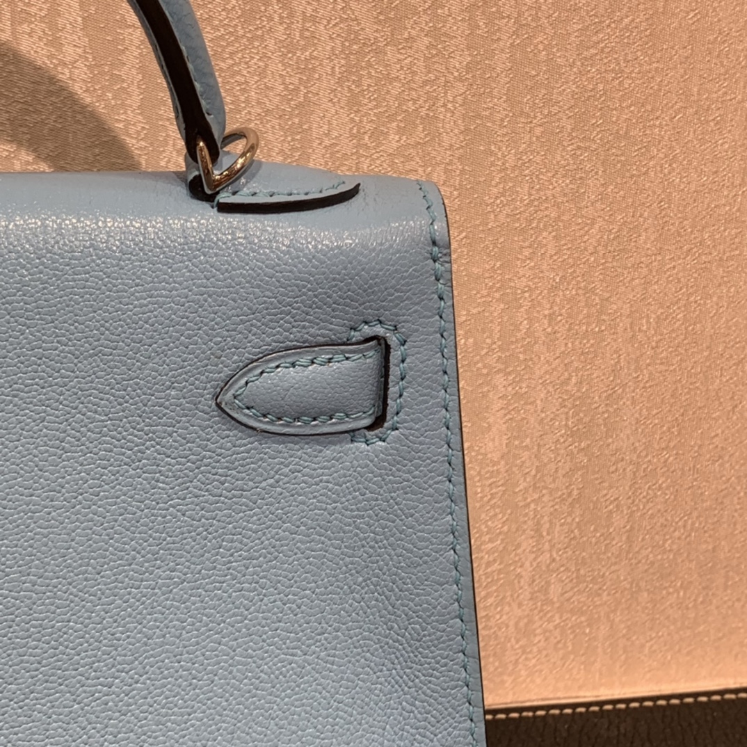 Hermès（爱马仕）mini Kelly 迷你凯莉 山羊皮 糖果蓝 银扣 19cm