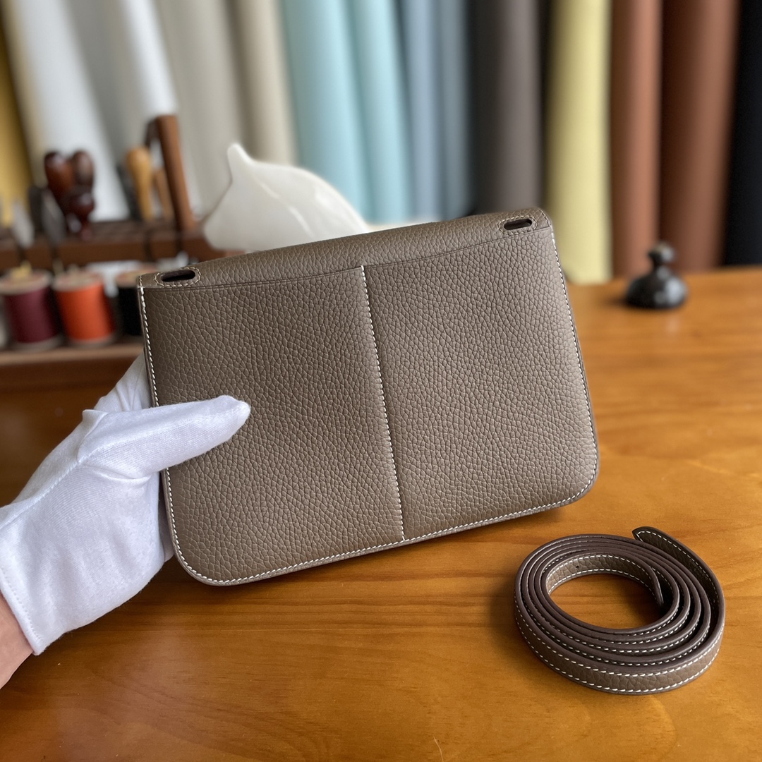 Hermès（爱马仕）Halzan TC皮 大象灰 银扣 25cm