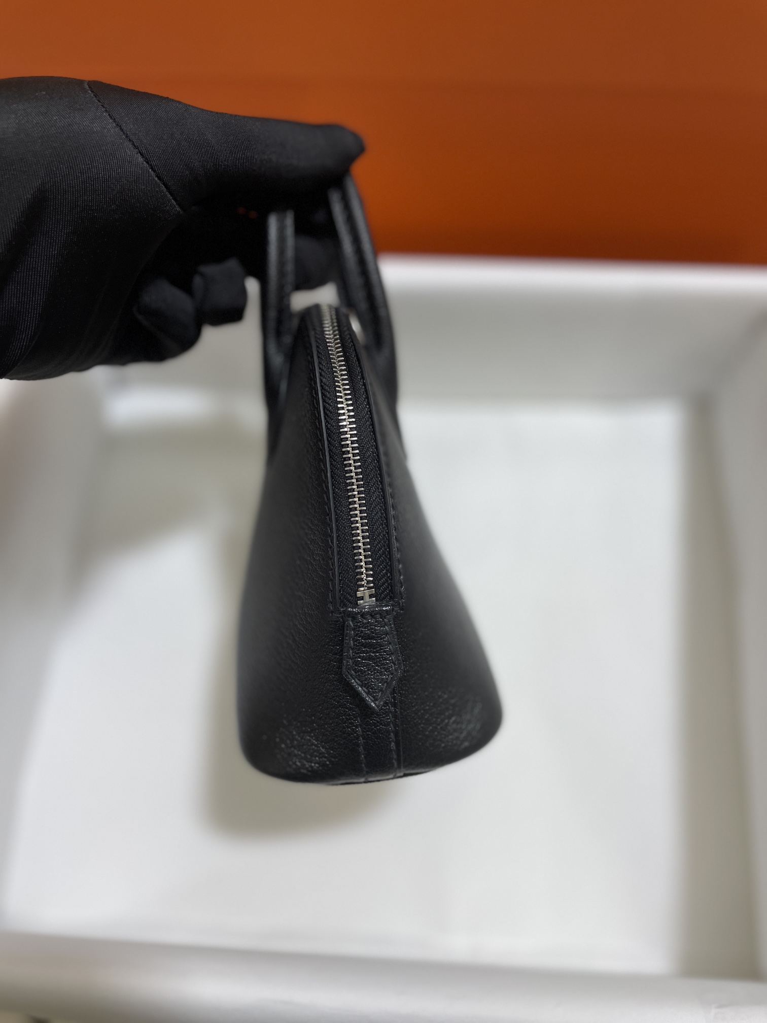 Hermès（爱马仕）Mini Bolide evercolor 黑色 内拼 锡器灰 银扣 19cm